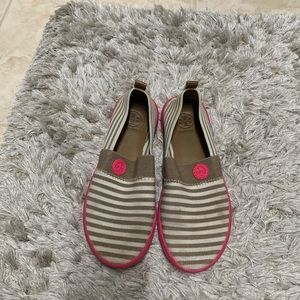 Tory burch micah striped elastic flats